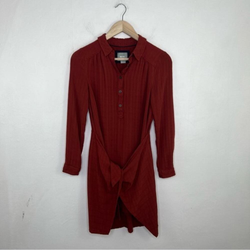 Anthropologie Rust Red Button-Front Mini Dress - Picture 16 of 16